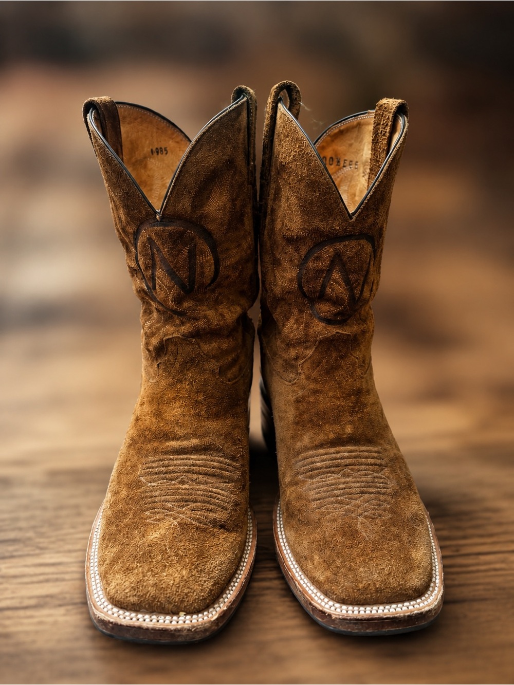 Suede Western Cowboy Boots - Brown